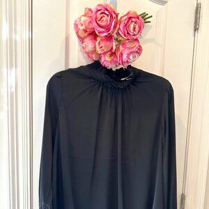 H & M Woman's Black Flowy Blouse Size Medium